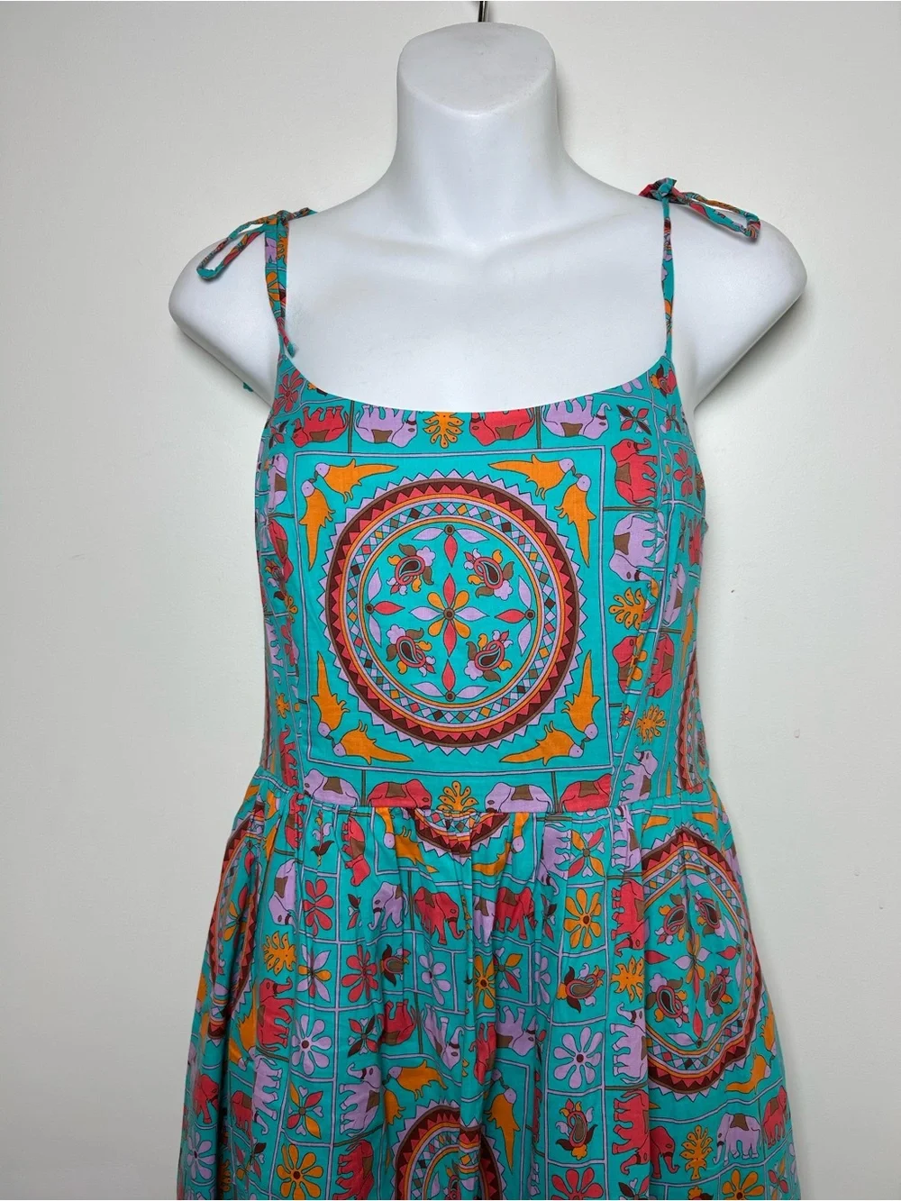 Drake’s London J. Crew blue tile a line sleeveless dress size 2 elephant summer